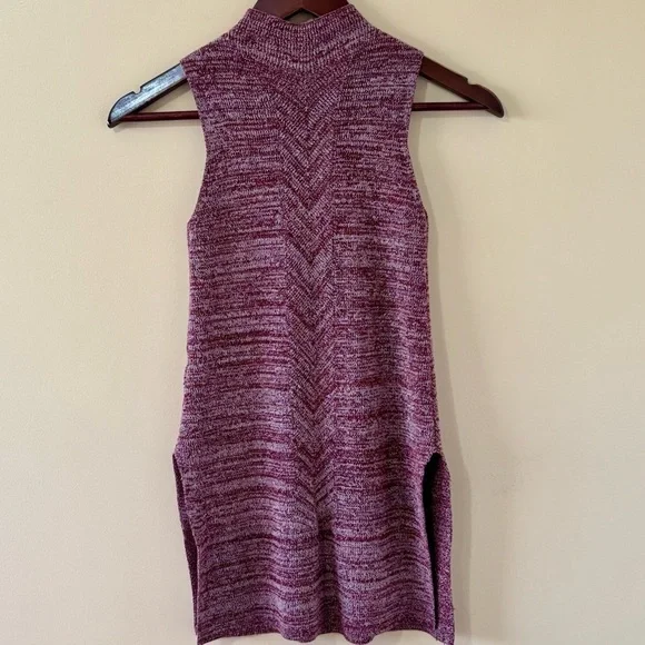 DYNAMITE| Chic Sleeveless Mock Neck Knit Sweater Dress in Heathered Wine Sz XS - Picture 5 of 7